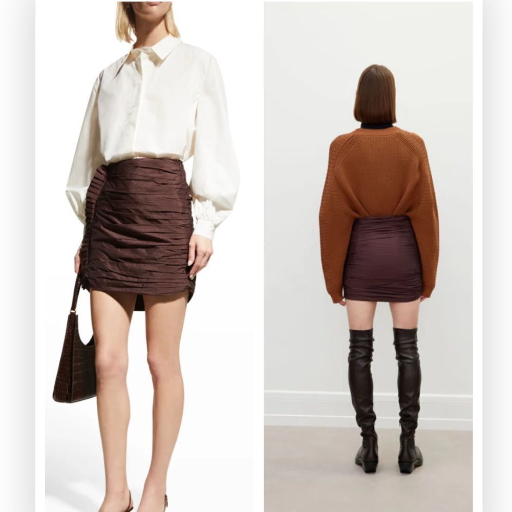 RÓHE | Denia Women's Bown Denia Taffeta Pleated Mini Skirt Size 4 NWT $345